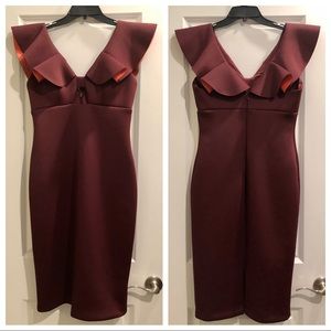 Gianni Bini Ruffle V-Neck NEW Never Worn - Maroon